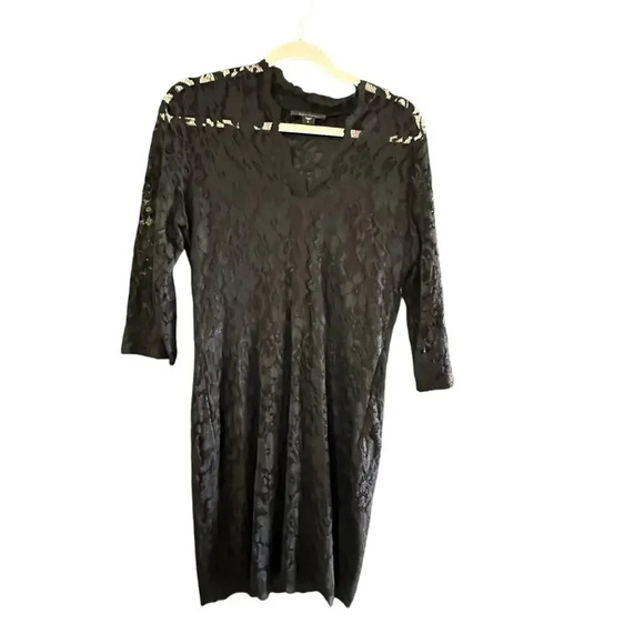 Karen Kane Black Scallop Hem Lace Cocktail Dress Size Large - Picture 1 of 8